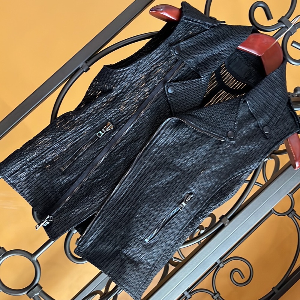 RtA DENIM Lamb Black Biker Vest - Picture 4 of 9